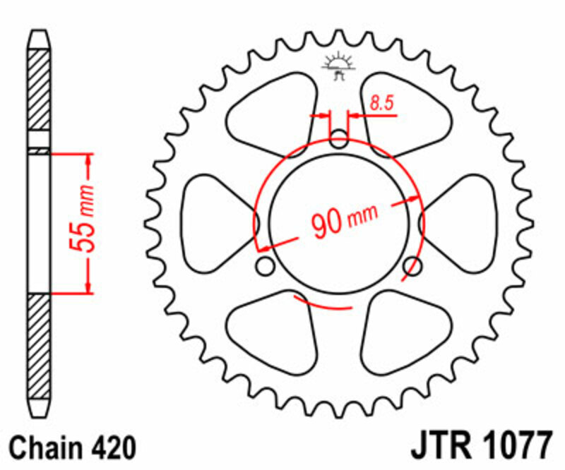 Couronne JT SPROCKETS acier standard 1077 - 420 