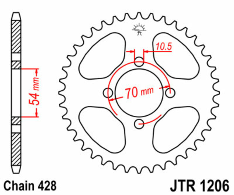 Couronne JT SPROCKETS acier standard 1206 - 428 