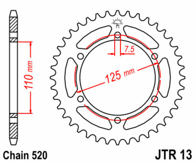 Couronne JT SPROCKETS acier standard 13 - 520 