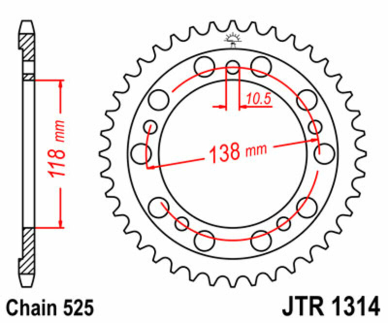Couronne JT SPROCKETS acier standard 1314 - 525 