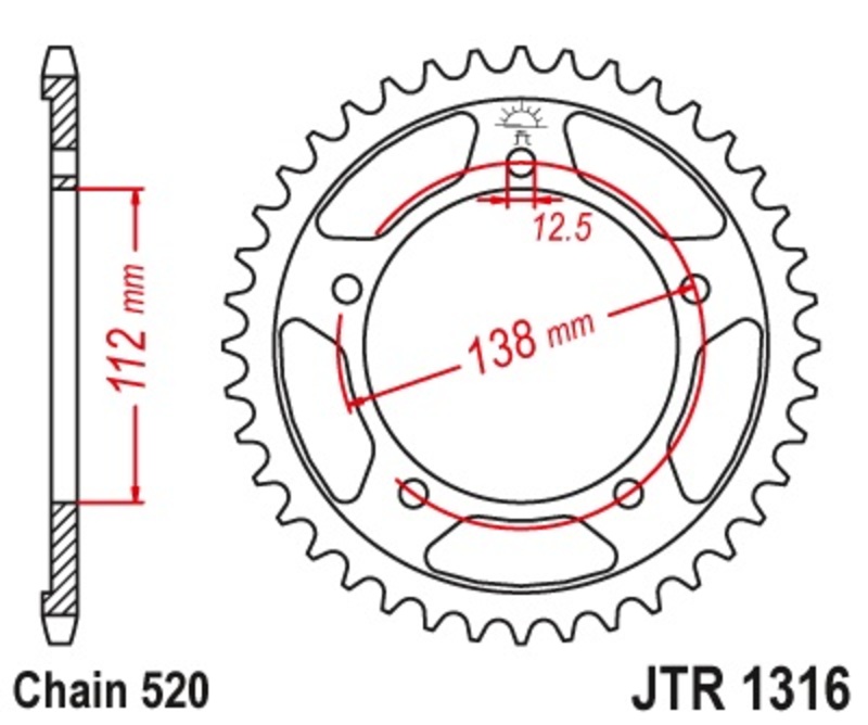Couronne JT SPROCKETS acier standard 1316 - 520 