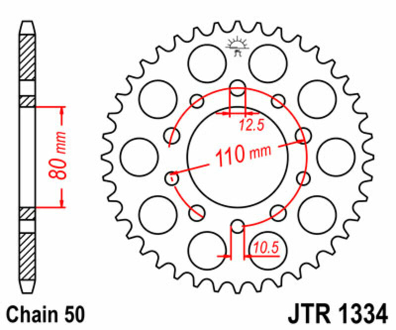 Couronne JT SPROCKETS acier standard 1334 - 530 