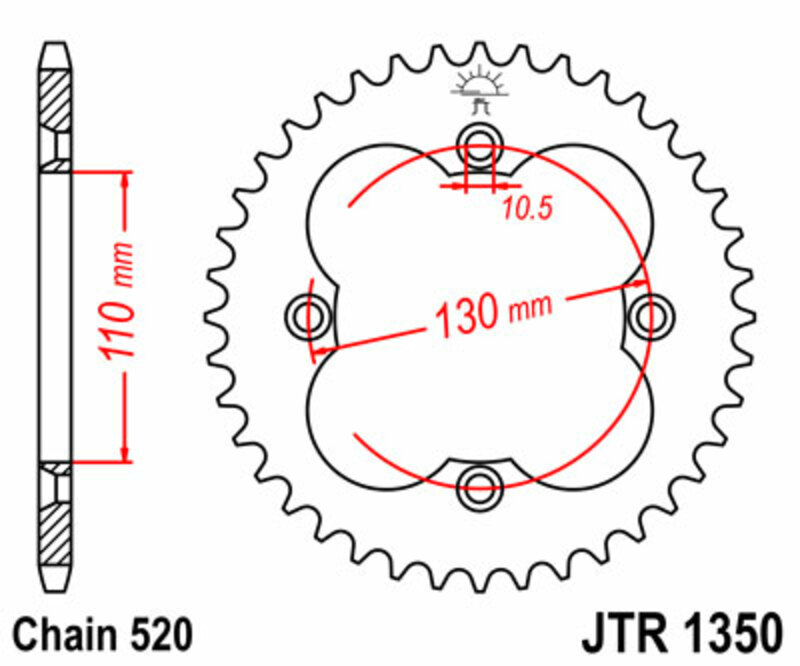 Couronne JT SPROCKETS acier standard 1350 - 520 