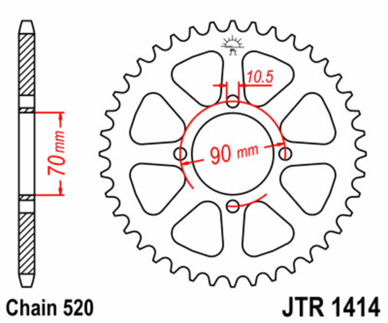 Couronne JT SPROCKETS acier standard 1414 - 520 