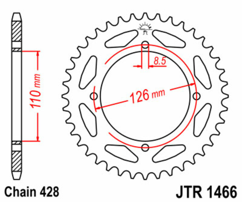 Couronne JT SPROCKETS acier standard 1466 - 428 