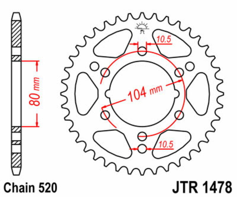 Couronne JT SPROCKETS acier standard 1478 - 520 