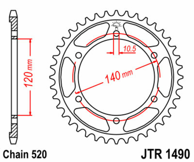 Couronne JT SPROCKETS acier standard 1490 - 520 