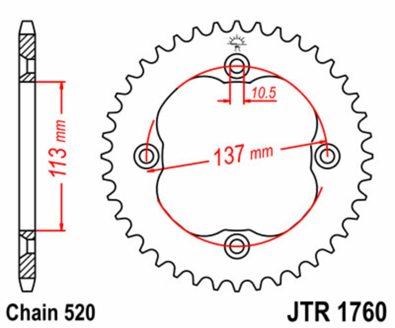 Couronne JT SPROCKETS acier standard 1760 - 520 