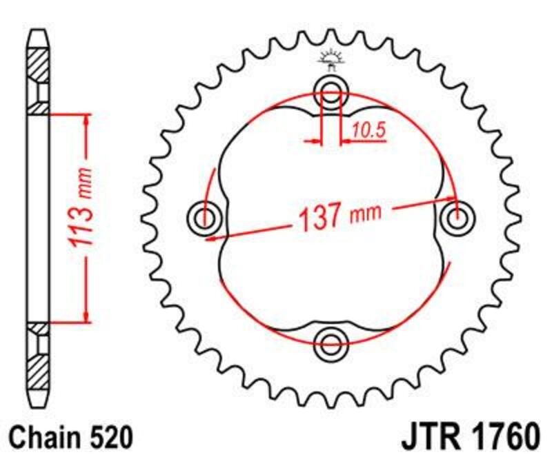 Couronne JT SPROCKETS acier standard 1760 - 520 