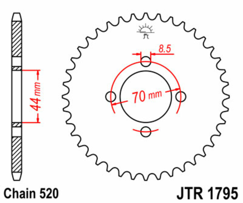 Couronne JT SPROCKETS acier standard 1795 - 520 