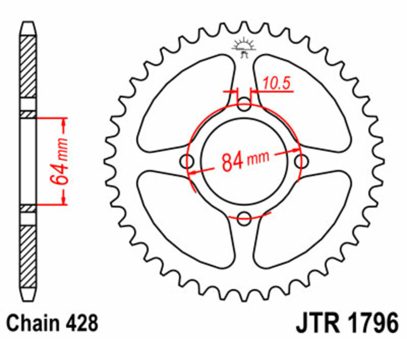 Couronne JT SPROCKETS acier standard 1796 - 428 