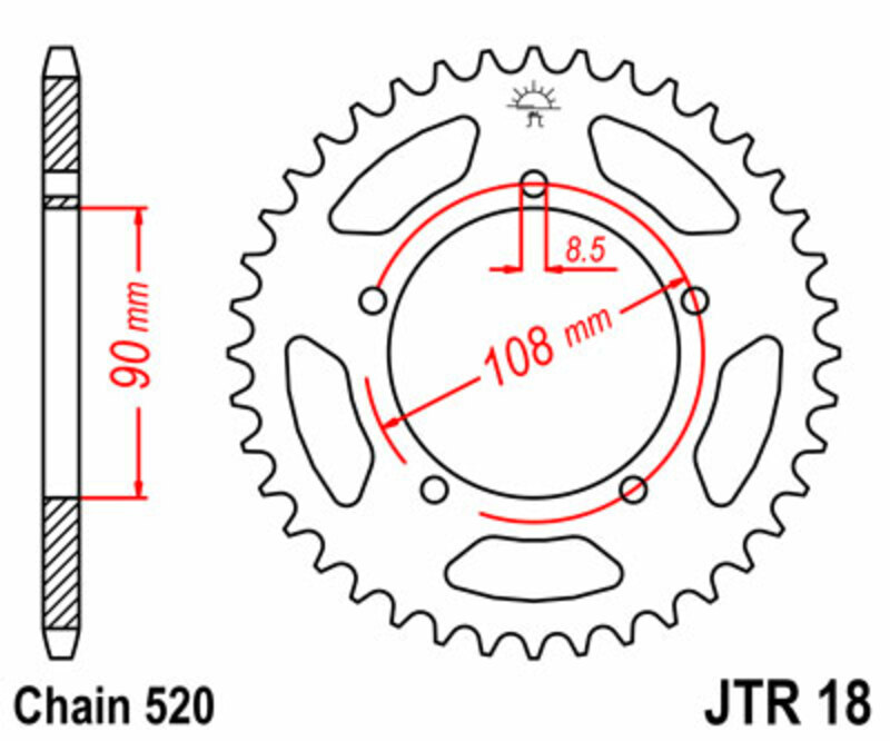 Couronne JT SPROCKETS acier standard 18 - 520 