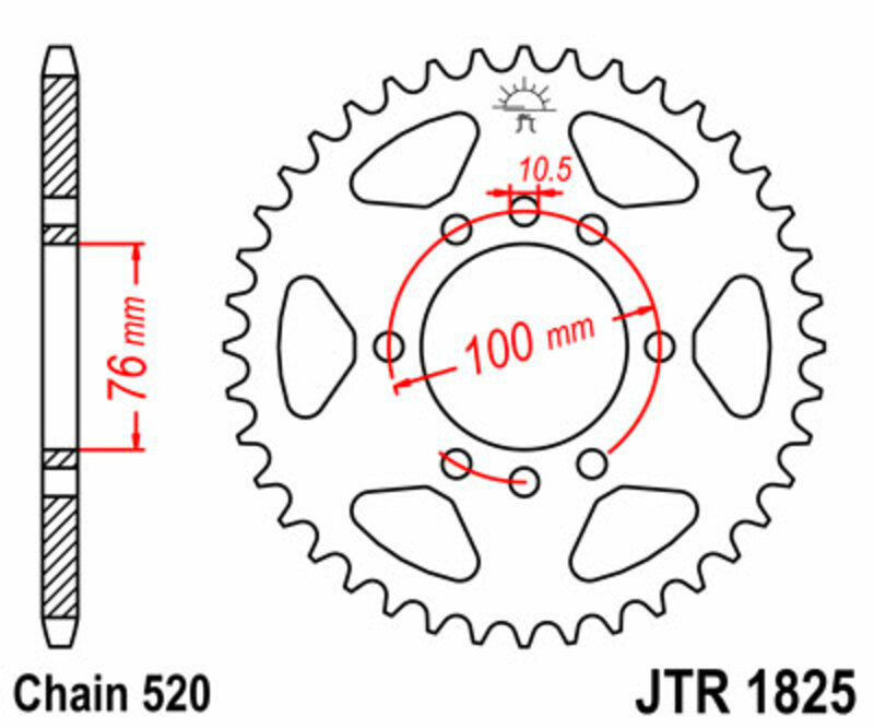Couronne JT SPROCKETS acier standard 1825 - 520 