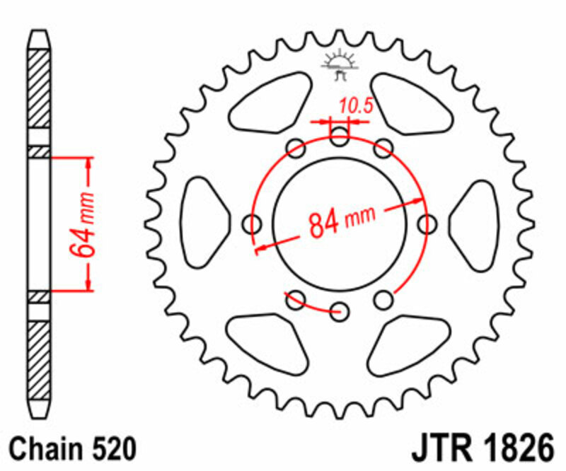 Couronne JT SPROCKETS acier standard 1826 - 520 