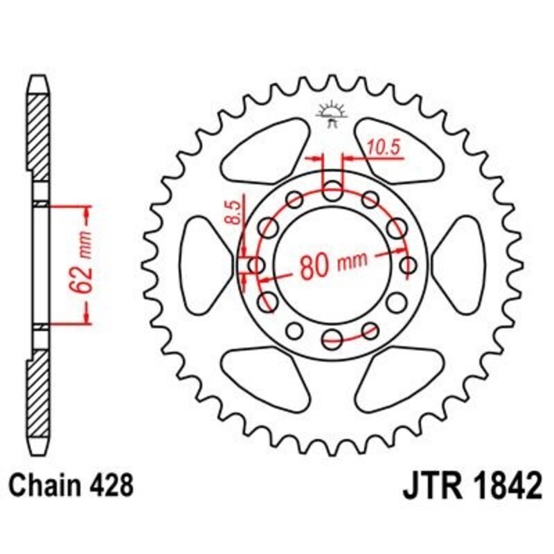 Couronne JT SPROCKETS acier standard 1842 - 428 