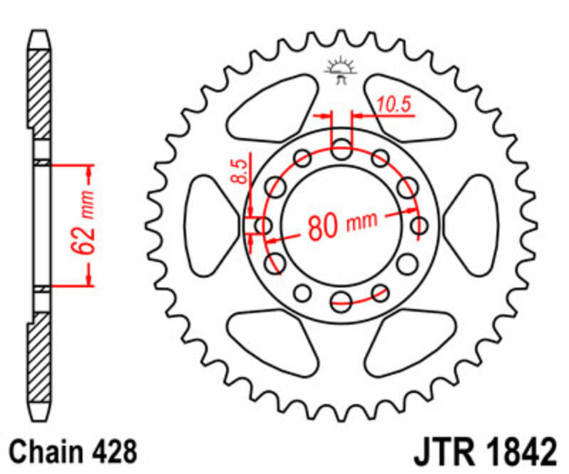 Couronne JT SPROCKETS acier standard 1842 - 428 