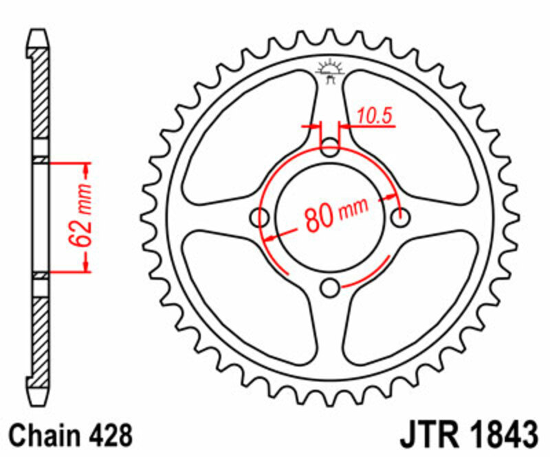 Couronne JT SPROCKETS acier standard 1843 - 428 