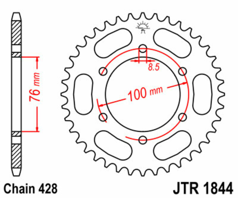 Couronne JT SPROCKETS acier standard 1844 - 428 