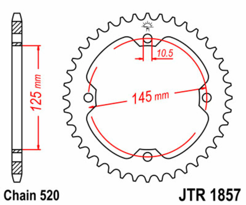 Couronne JT SPROCKETS acier standard 1857 - 520 