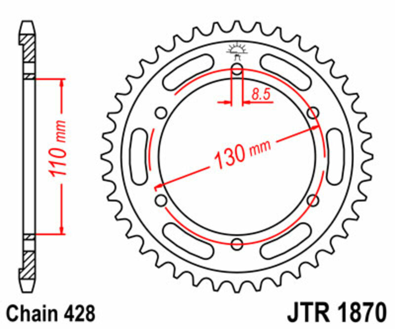 Couronne JT SPROCKETS acier standard 1870 - 428 