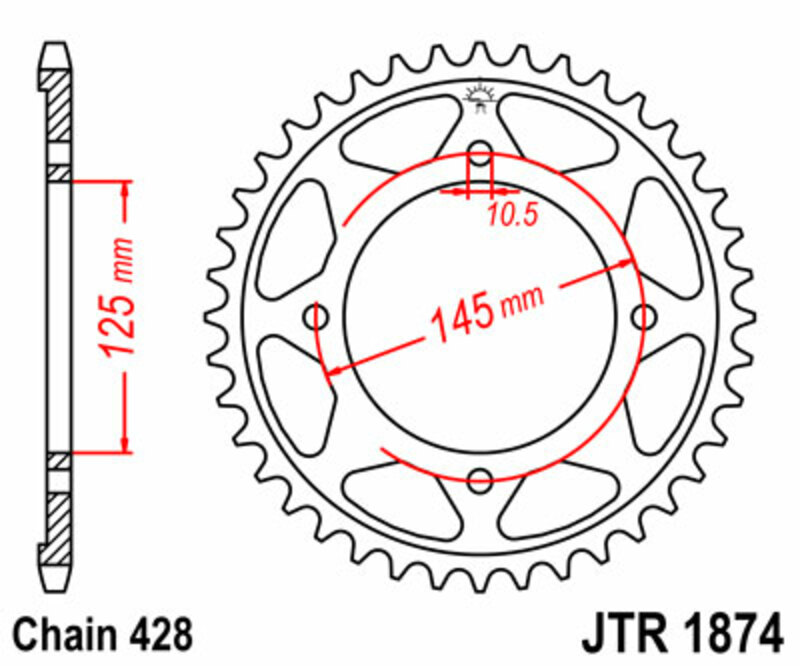 Couronne JT SPROCKETS acier standard 1874 - 428 