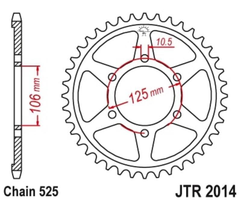 Couronne JT SPROCKETS acier standard 2014 - 525 