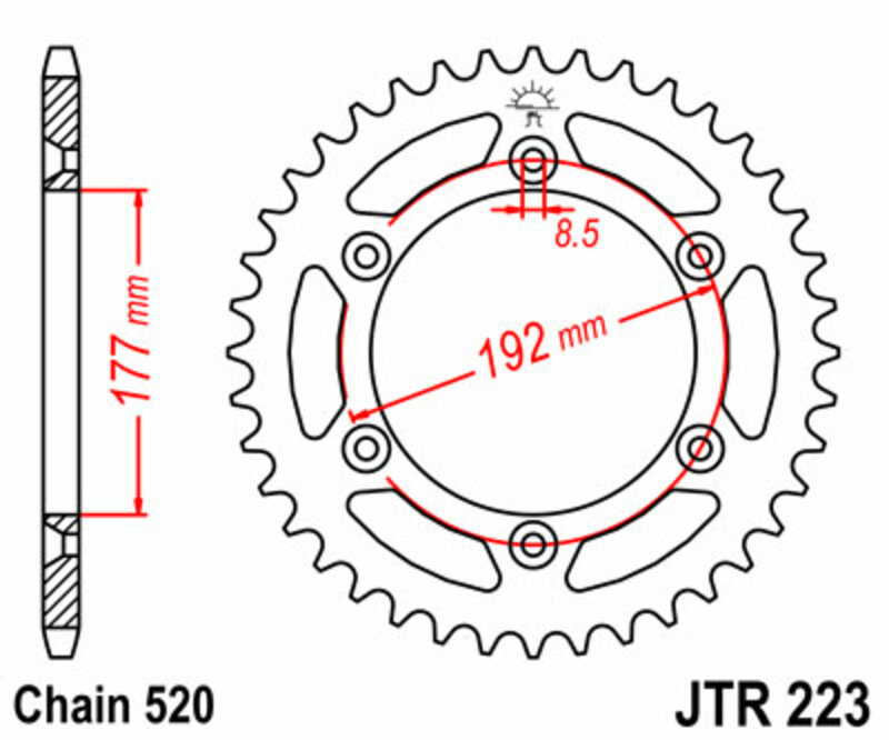 Couronne JT SPROCKETS acier standard 223 - 520 