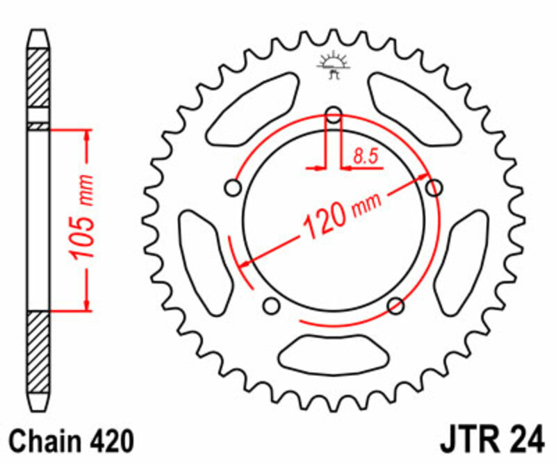 Couronne JT SPROCKETS acier standard 24 - 420 