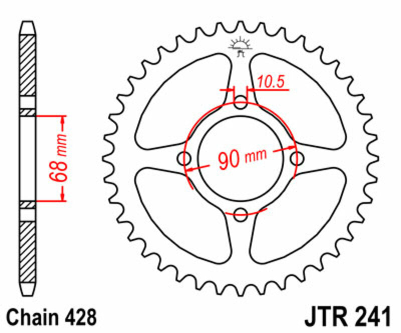 Couronne JT SPROCKETS acier standard 241 - 428 