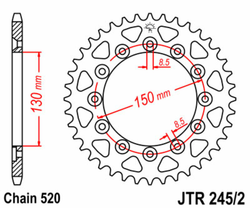 Couronne JT SPROCKETS acier standard 245/2 - 520 