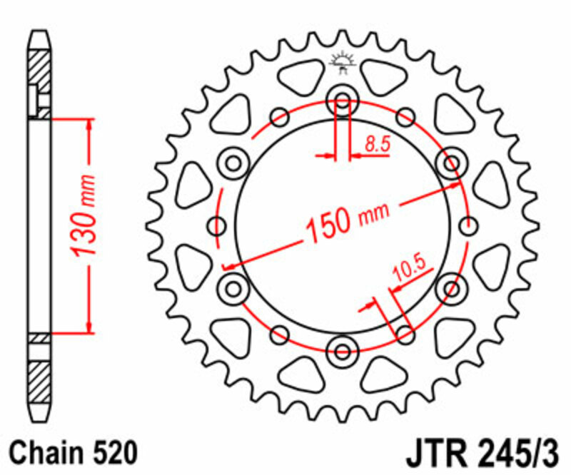 Couronne JT SPROCKETS acier standard 245/3 - 520 