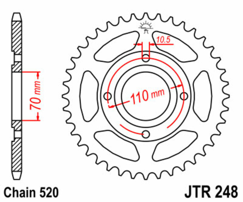 Couronne JT SPROCKETS acier standard 248 - 520 