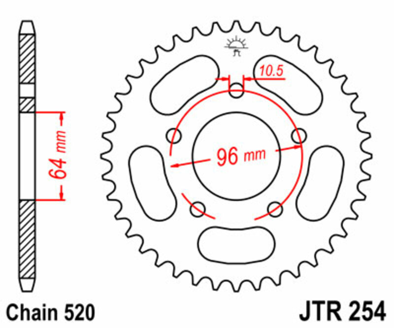 Couronne JT SPROCKETS acier standard 254 - 520 