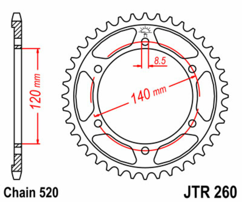 Couronne JT SPROCKETS acier standard 260 - 520 