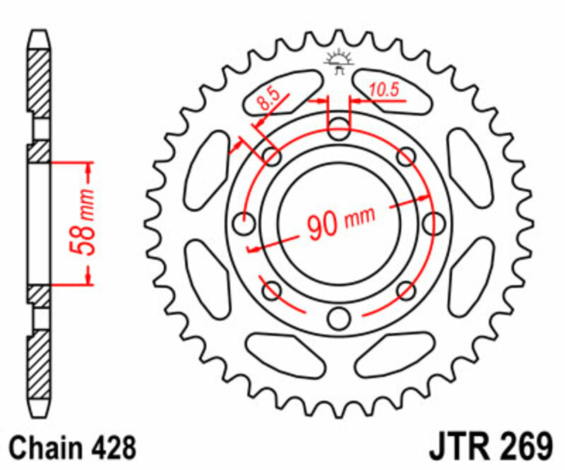 Couronne JT SPROCKETS acier standard 269 - 428 