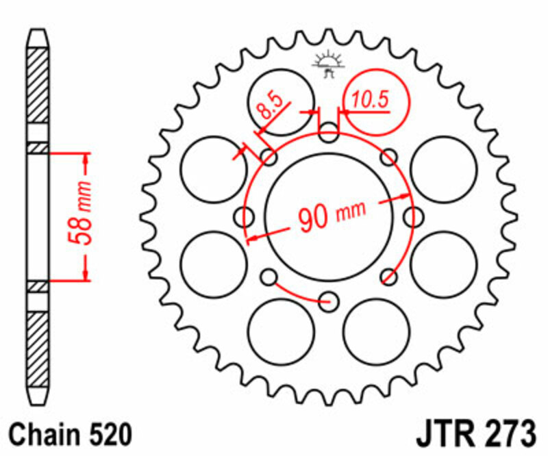 Couronne JT SPROCKETS acier standard 273 - 520 