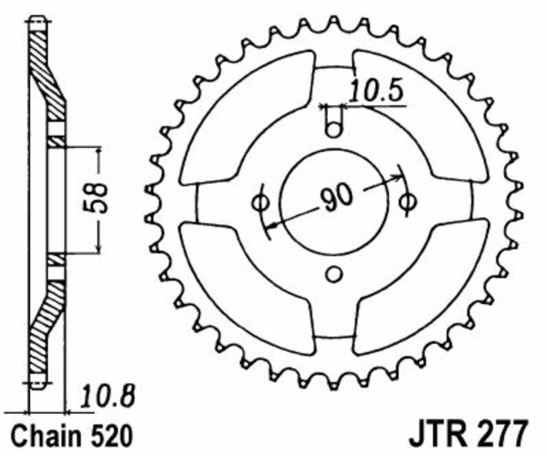 Couronne JT SPROCKETS acier standard 277 - 520 