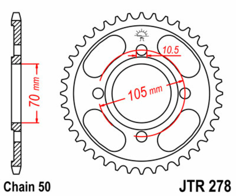 Couronne JT SPROCKETS acier standard 278 - 530 