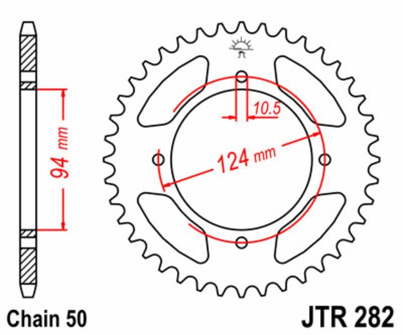 Couronne JT SPROCKETS acier standard 282 - 530 