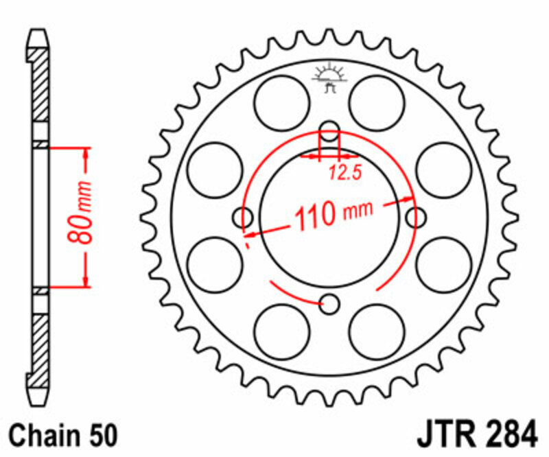Couronne JT SPROCKETS acier standard 284 - 530 