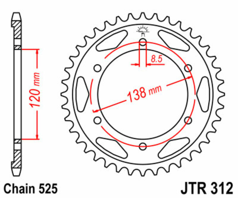 Couronne JT SPROCKETS acier standard 312 - 525 