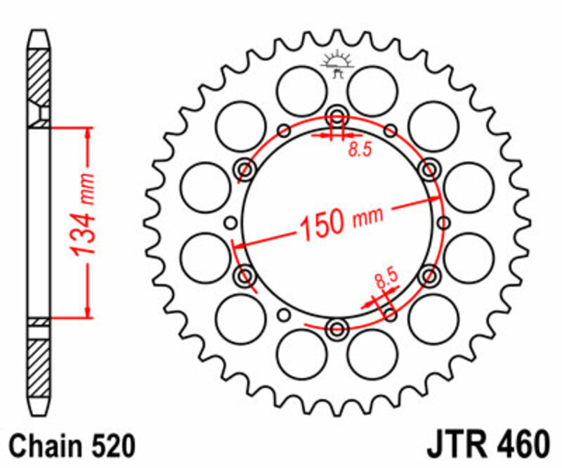 Couronne JT SPROCKETS acier standard 460 - 520 