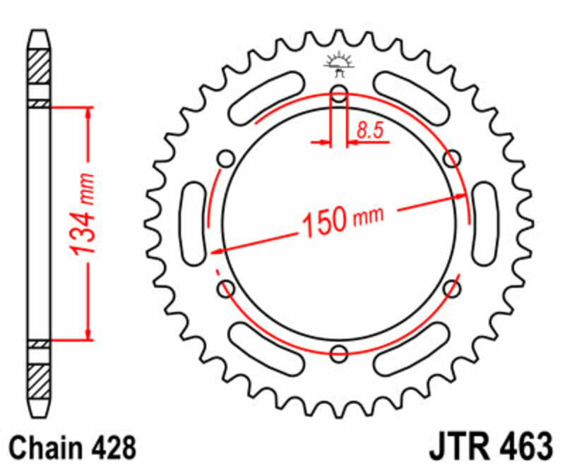 Couronne JT SPROCKETS acier standard 463 - 428 