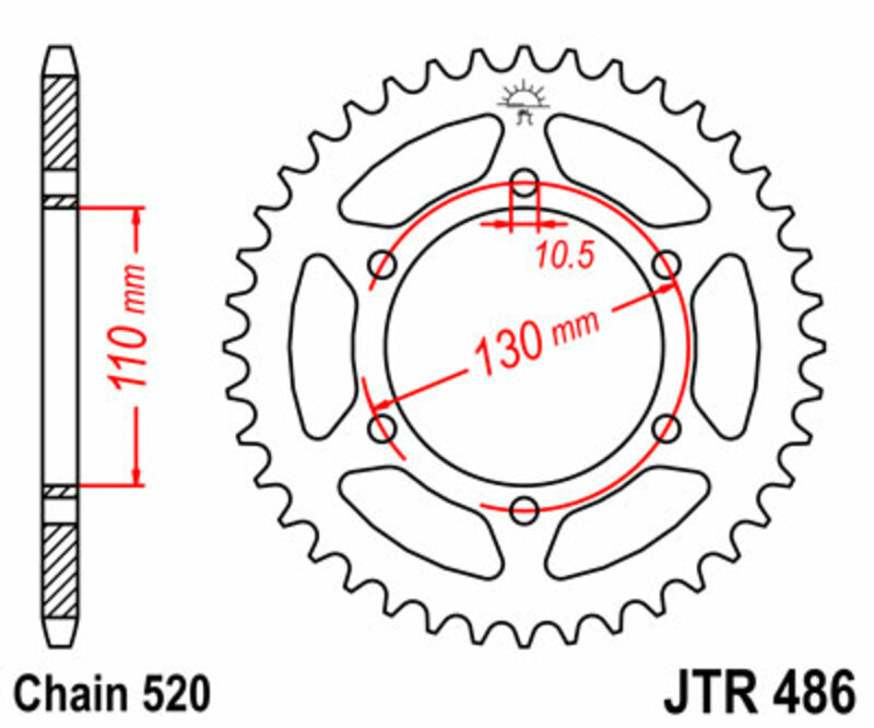 Couronne JT SPROCKETS acier standard 486 - 520 