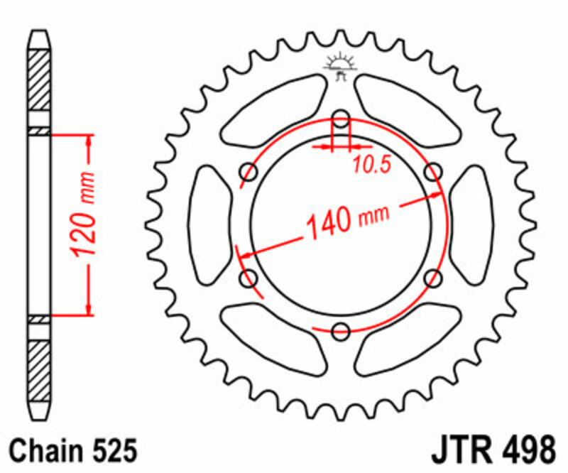 Couronne JT SPROCKETS acier standard 498 - 525 