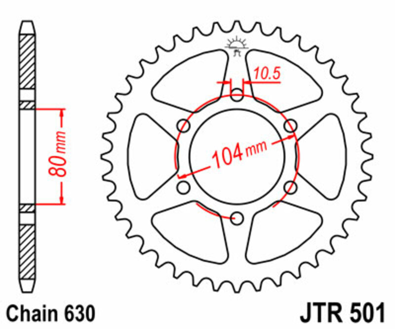 Couronne JT SPROCKETS acier standard 501 - 630 