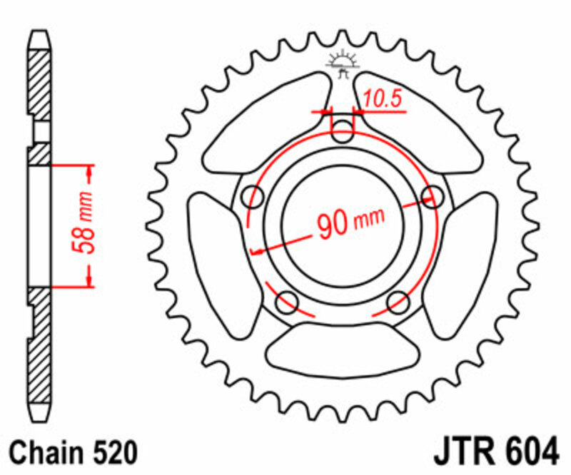 Couronne JT SPROCKETS acier standard 604 - 520 