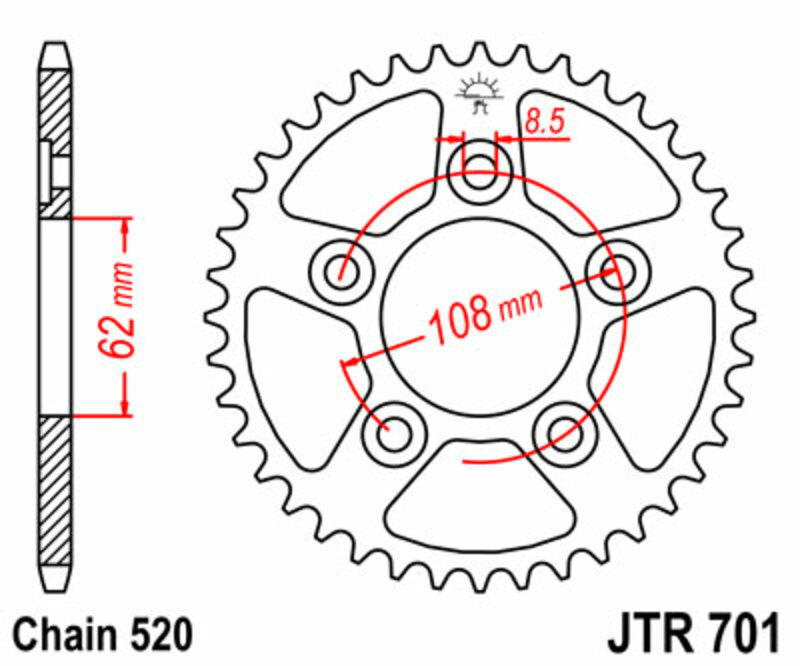 Couronne JT SPROCKETS acier standard 701 - 520 