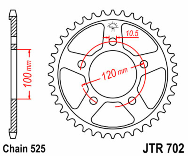 Couronne JT SPROCKETS acier standard 702 - 525 