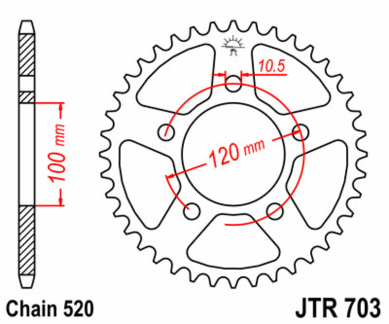 Couronne JT SPROCKETS acier standard 703 - 520 